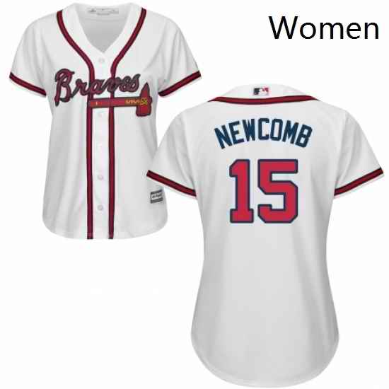 Womens Majestic Atlanta Braves 15 Sean Newcomb Authentic White Home Cool Base MLB Jersey